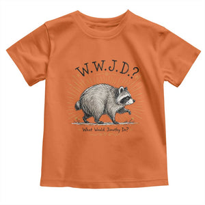 What Would Jimothy Do WWJD Funny Parody Toddler T Shirt Viral Seattle Raccoon Meme Feral Legend Humor