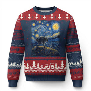 Jimothy Seattle Raccoon Starry Night Parody Graphic Ugly Christmas Sweater Trash Panda Feral Legend Supporter