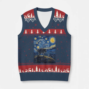Jimothy Seattle Raccoon Starry Night Parody Graphic V-Neck Knit Sweater Vest Trash Panda Feral Legend Supporter