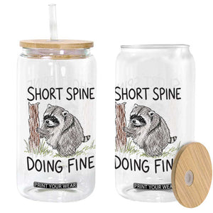 Jimothy Short Spine Doing Fine Inspirational Glass Can Viral Seattle Raccoon Crayon Drawing Graphic
