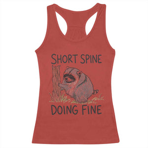 Jimothy Short Spine Doing Fine Inspirational Racerback Tank Top Viral Seattle Raccoon Crayon Drawing Graphic