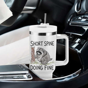Jimothy Short Spine Doing Fine Inspirational Tumbler With Handle Viral Seattle Raccoon Crayon Drawing Graphic