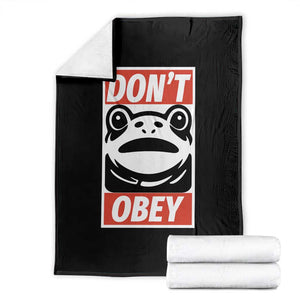 Don't Obey Portland Frog Throw Blanket Protest Parody Poster Graphic TS02 Black Print Your Wear