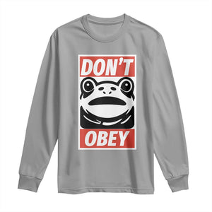 Don't Obey Portland Frog Long Sleeve Shirt Protest Parody Poster Graphic TS02 Sport Gray Print Your Wear