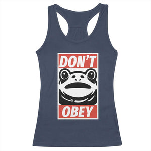 Don't Obey Portland Frog Racerback Tank Top Protest Parody Poster Graphic TS02 Navy Print Your Wear