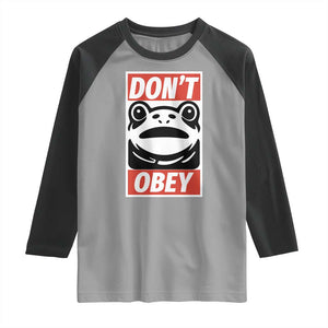 Don't Obey Portland Frog Raglan Shirt Protest Parody Poster Graphic TS02 Sport Gray Black Print Your Wear