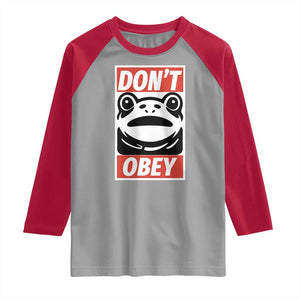 Don't Obey Portland Frog Raglan Shirt Protest Parody Poster Graphic TS02 Sport Gray Red Print Your Wear