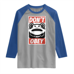 Don't Obey Portland Frog Raglan Shirt Protest Parody Poster Graphic TS02 Sport Gray Royal Print Your Wear