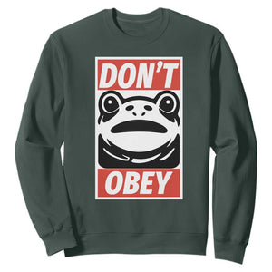 Don't Obey Portland Frog Sweatshirt Protest Parody Poster Graphic TS02 Dark Forest Green Print Your Wear