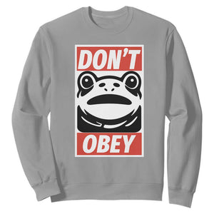 Don't Obey Portland Frog Sweatshirt Protest Parody Poster Graphic TS02 Sport Gray Print Your Wear