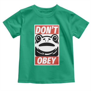 Don't Obey Portland Frog Toddler T Shirt Protest Parody Poster Graphic TS02 Irish Green Print Your Wear