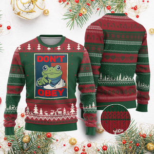 Don't Obey Portland Frog Ugly Christmas Sweater Frogs Protest Activism Hope Style Poster Graphic TS02 Red Green Print Your Wear