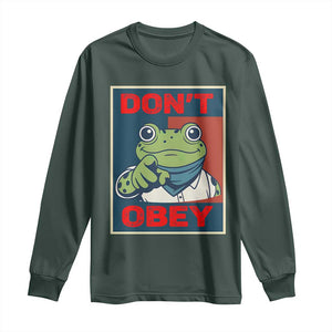 Don't Obey Portland Frog Long Sleeve Shirt Frogs Protest Activism Hope Style Poster Graphic TS02 Dark Forest Green Print Your Wear