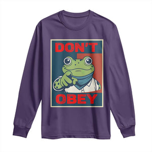 Don't Obey Portland Frog Long Sleeve Shirt Frogs Protest Activism Hope Style Poster Graphic TS02 Purple Print Your Wear