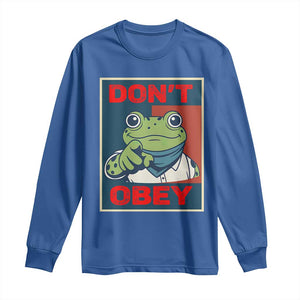 Don't Obey Portland Frog Long Sleeve Shirt Frogs Protest Activism Hope Style Poster Graphic TS02 Royal Blue Print Your Wear