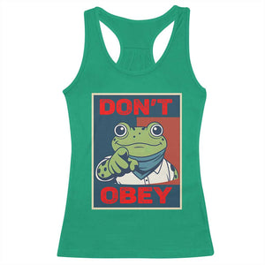 Don't Obey Portland Frog Racerback Tank Top Frogs Protest Activism Hope Style Poster Graphic TS02 Irish Green Print Your Wear