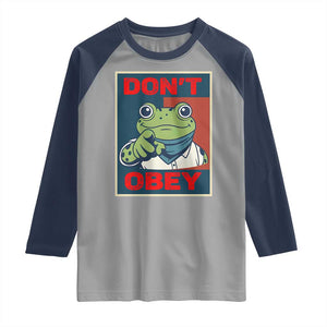 Don't Obey Portland Frog Raglan Shirt Frogs Protest Activism Hope Style Poster Graphic TS02 Sport Gray Navy Print Your Wear