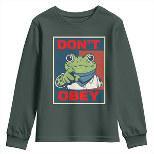 Don't Obey Portland Frog Youth Sweatshirt Frogs Protest Activism Hope Style Poster Graphic TS02 Dark Forest Green Print Your Wear