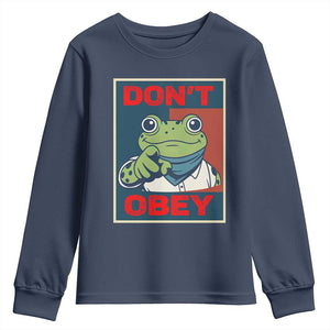 Don't Obey Portland Frog Youth Sweatshirt Frogs Protest Activism Hope Style Poster Graphic TS02 Navy Print Your Wear