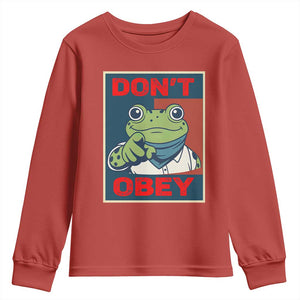 Don't Obey Portland Frog Youth Sweatshirt Frogs Protest Activism Hope Style Poster Graphic TS02 Red Print Your Wear