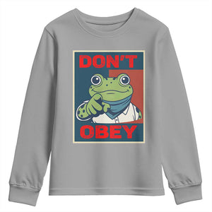 Don't Obey Portland Frog Youth Sweatshirt Frogs Protest Activism Hope Style Poster Graphic TS02 Sport Gray Print Your Wear