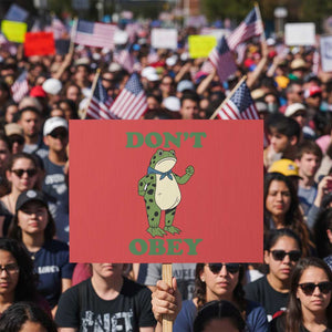 Don't Obey Portland Frog Protest Sign Resist Inflatable Frogs Protest - Print Your Wear