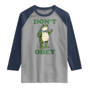 Don't Obey Portland Frog Raglan Shirt Resist Inflatable Frogs Protest TS02 Sport Gray Navy Print Your Wear