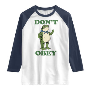 Don't Obey Portland Frog Raglan Shirt Resist Inflatable Frogs Protest TS02 White Navy Print Your Wear