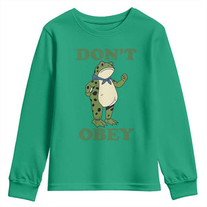 Don't Obey Portland Frog Youth Sweatshirt Resist Inflatable Frogs Protest TS02 Irish Green Print Your Wear