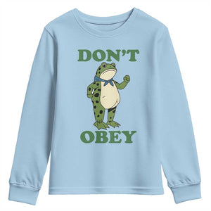 Don't Obey Portland Frog Youth Sweatshirt Resist Inflatable Frogs Protest TS02 Light Blue Print Your Wear