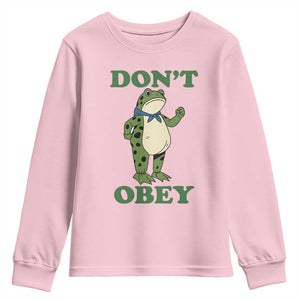 Don't Obey Portland Frog Youth Sweatshirt Resist Inflatable Frogs Protest TS02 Light Pink Print Your Wear