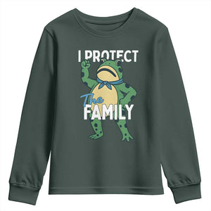Activist Portland Frog Youth Sweatshirt I Protect the Family Protest Statement TS02 Dark Forest Green Print Your Wear