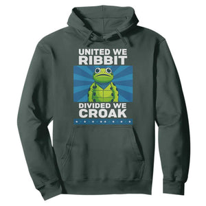 Patriotic Protest Portland Frog Hoodie United We Ribbit Divided We Croak Resist TS02 Dark Forest Green Print Your Wear