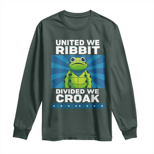 Patriotic Protest Portland Frog Long Sleeve Shirt United We Ribbit Divided We Croak Resist TS02 Dark Forest Green Print Your Wear