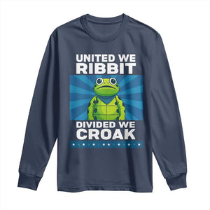 Patriotic Protest Portland Frog Long Sleeve Shirt United We Ribbit Divided We Croak Resist TS02 Navy Print Your Wear