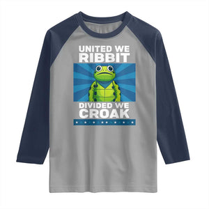 Patriotic Protest Portland Frog Raglan Shirt United We Ribbit Divided We Croak Resist TS02 Sport Gray Navy Print Your Wear