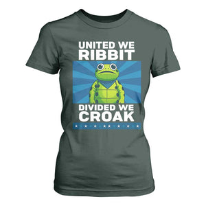 Patriotic Protest Portland Frog T Shirt For Women United We Ribbit Divided We Croak Resist TS02 Dark Forest Green Print Your Wear