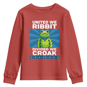 Patriotic Protest Portland Frog Youth Sweatshirt United We Ribbit Divided We Croak Resist TS02 Red Print Your Wear