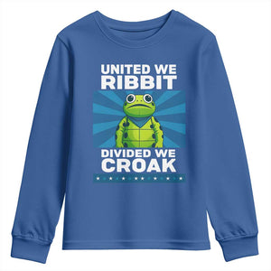 Patriotic Protest Portland Frog Youth Sweatshirt United We Ribbit Divided We Croak Resist TS02 Royal Blue Print Your Wear