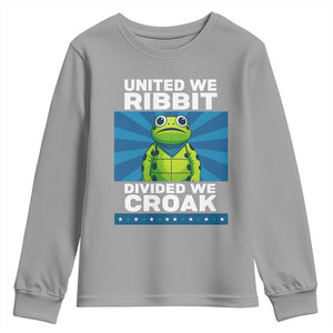 Patriotic Protest Portland Frog Youth Sweatshirt United We Ribbit Divided We Croak Resist TS02 Sport Gray Print Your Wear