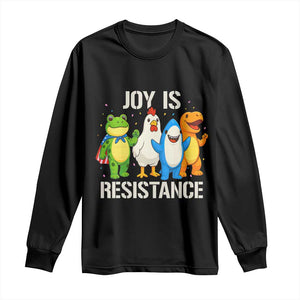Portland Protest Inflatable Mascot Parade Long Sleeve Shirt Joy Is Resistance Resist Frog Shark Chicken Dino TS02 Black Print Your Wear