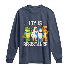 Portland Protest Inflatable Mascot Parade Long Sleeve Shirt Joy Is Resistance Resist Frog Shark Chicken Dino TS02 Navy Print Your Wear