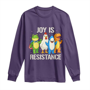Portland Protest Inflatable Mascot Parade Long Sleeve Shirt Joy Is Resistance Resist Frog Shark Chicken Dino TS02 Purple Print Your Wear