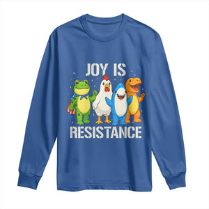 Portland Protest Inflatable Mascot Parade Long Sleeve Shirt Joy Is Resistance Resist Frog Shark Chicken Dino TS02 Royal Blue Print Your Wear
