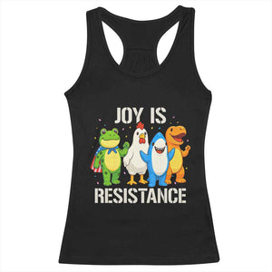 Portland Protest Inflatable Mascot Parade Racerback Tank Top Joy Is Resistance Resist Frog Shark Chicken Dino TS02 Black Print Your Wear