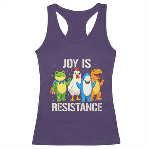 Portland Protest Inflatable Mascot Parade Racerback Tank Top Joy Is Resistance Resist Frog Shark Chicken Dino TS02 Purple Print Your Wear