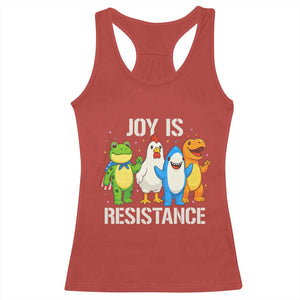 Portland Protest Inflatable Mascot Parade Racerback Tank Top Joy Is Resistance Resist Frog Shark Chicken Dino TS02 Red Print Your Wear
