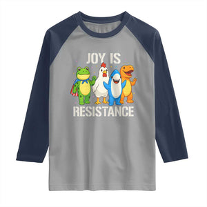 Portland Protest Inflatable Mascot Parade Raglan Shirt Joy Is Resistance Resist Frog Shark Chicken Dino TS02 Sport Gray Navy Print Your Wear