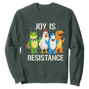 Portland Protest Inflatable Mascot Parade Sweatshirt Joy Is Resistance Resist Frog Shark Chicken Dino TS02 Dark Forest Green Print Your Wear