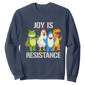 Portland Protest Inflatable Mascot Parade Sweatshirt Joy Is Resistance Resist Frog Shark Chicken Dino TS02 Navy Print Your Wear